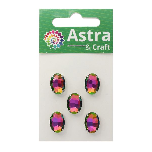 Хрустальные стразы в цапах овальной формы, радужный 10х14 мм, 5 шт., ОЦ003НН1014