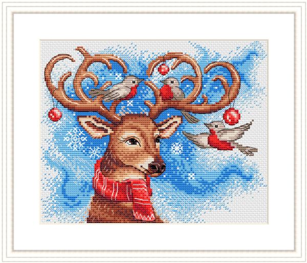 Набор для вышивания нитками МП Студия (Жар-птица), Мечтательный олень 18х22 см