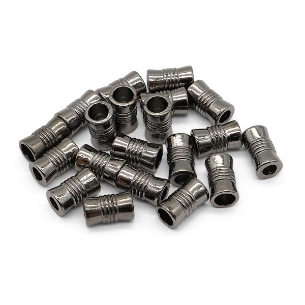 Наконечник для шнура металл цилиндр 12х7 мм, ⌀3/5 мм, (чер.никель), 20 шт