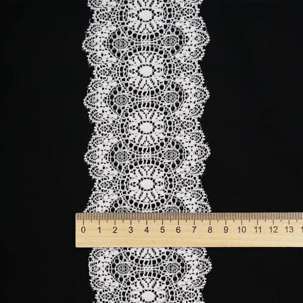 Кружево эластичное (стрейч) 80 мм / 13.72 метра, белый, 3AR3777