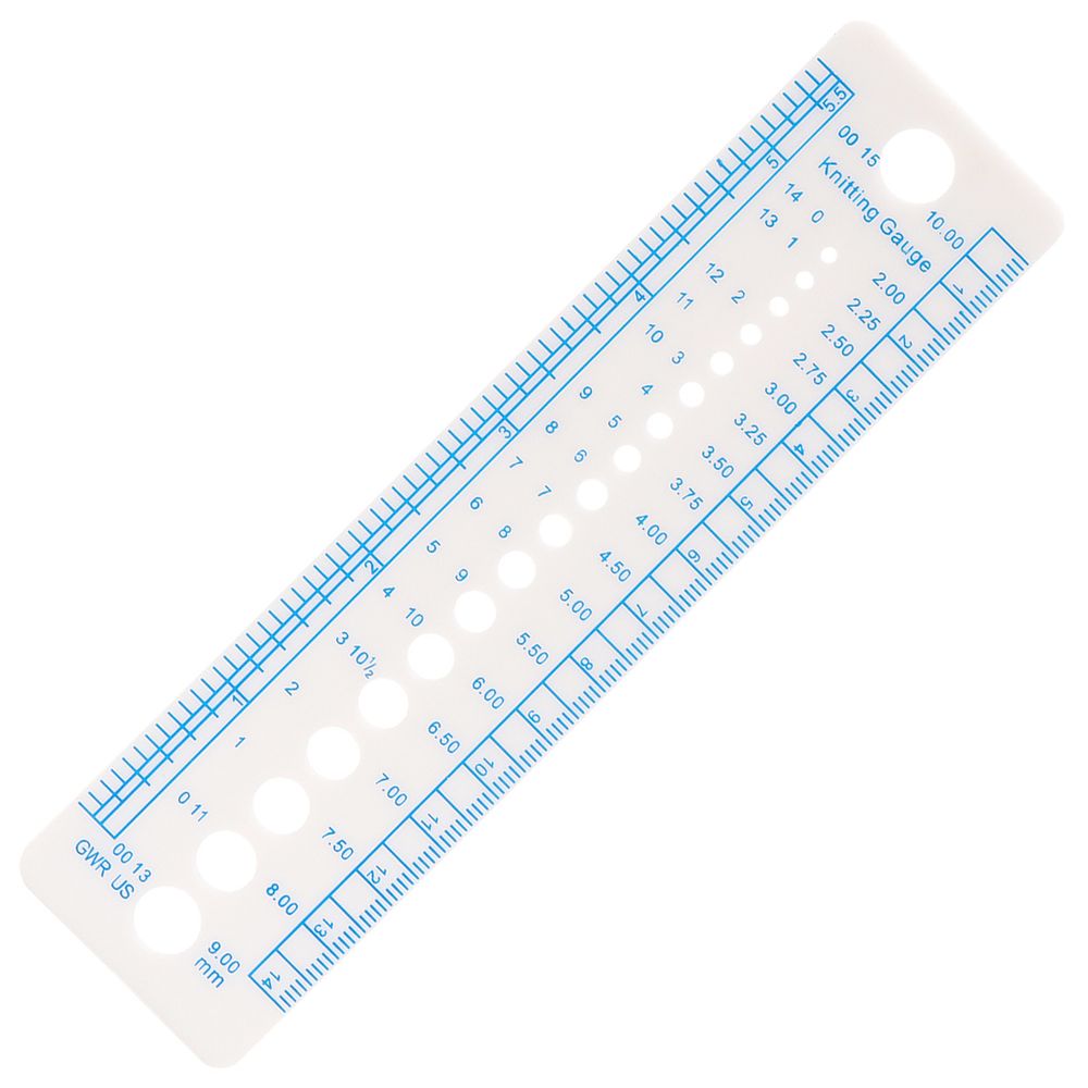 Линейка для определения размера спиц и плотности вязания 16х4см
