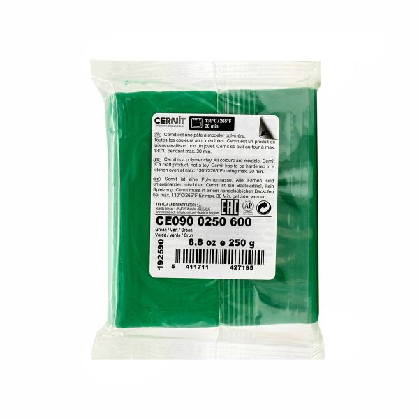 Полимерная глина Cernit №1 запекаемая, классическая 250гр, 600 зеленый