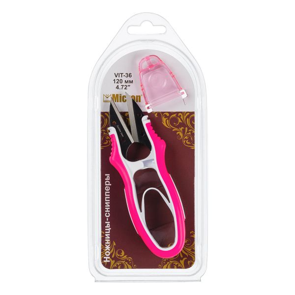 Ножницы снипперы для обрезки нитей 12 см, Micron, VIT-36, розовые