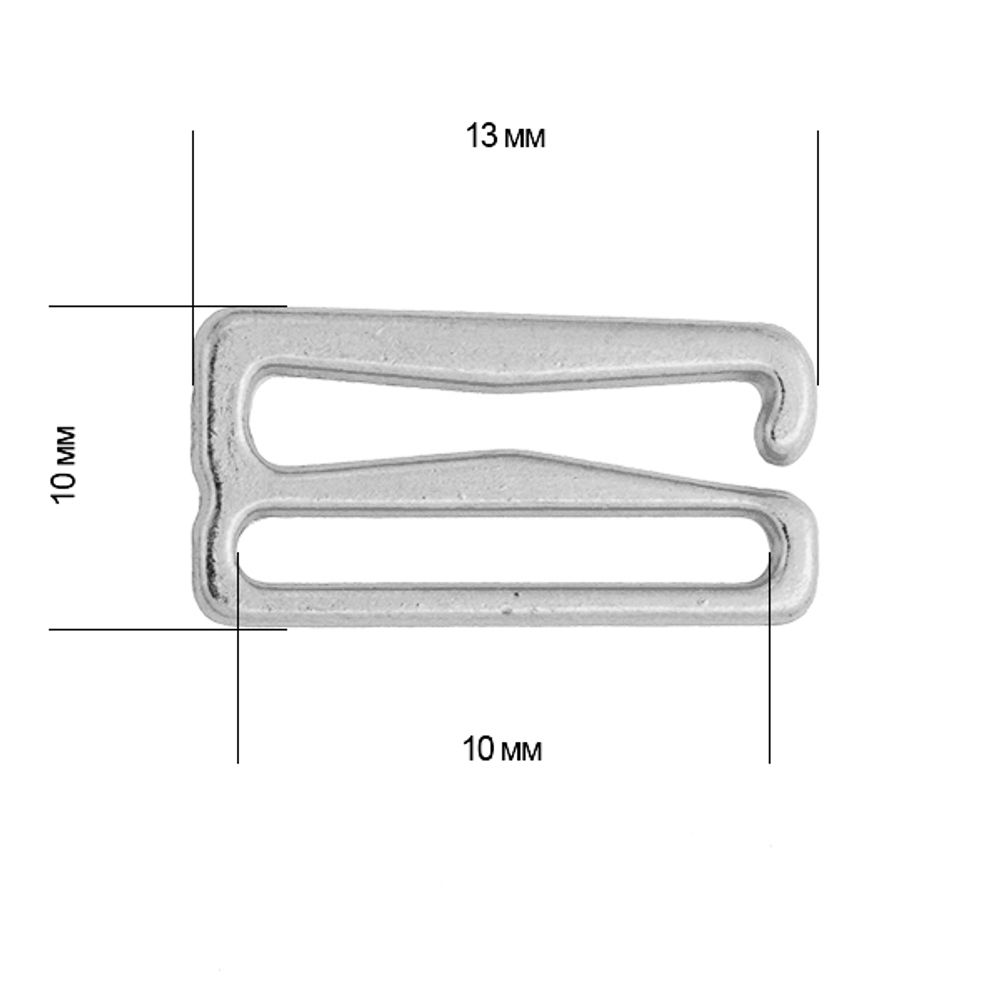 Крючки для бюстгальтера металл 10.0 мм, 100 шт, 04 никель