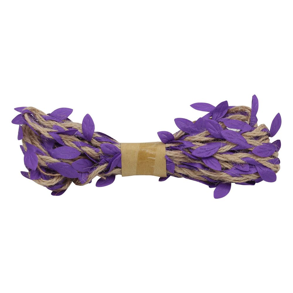 Декоративная веревка с листиками, 3м, фиолетовый