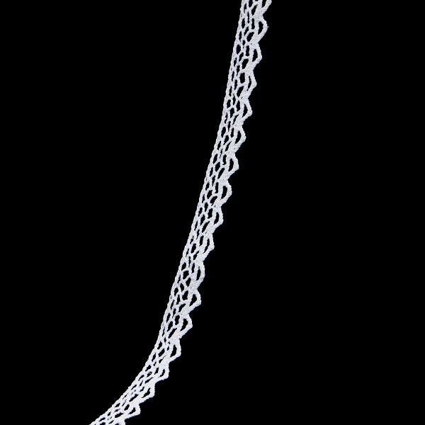 Кружево вязаное (тесьма) хлопковое 10 мм / 9.14 метров, белоснежный