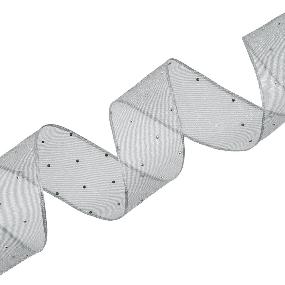 Лента декоративная со стразами 40 мм, / 9.14 метра, серый