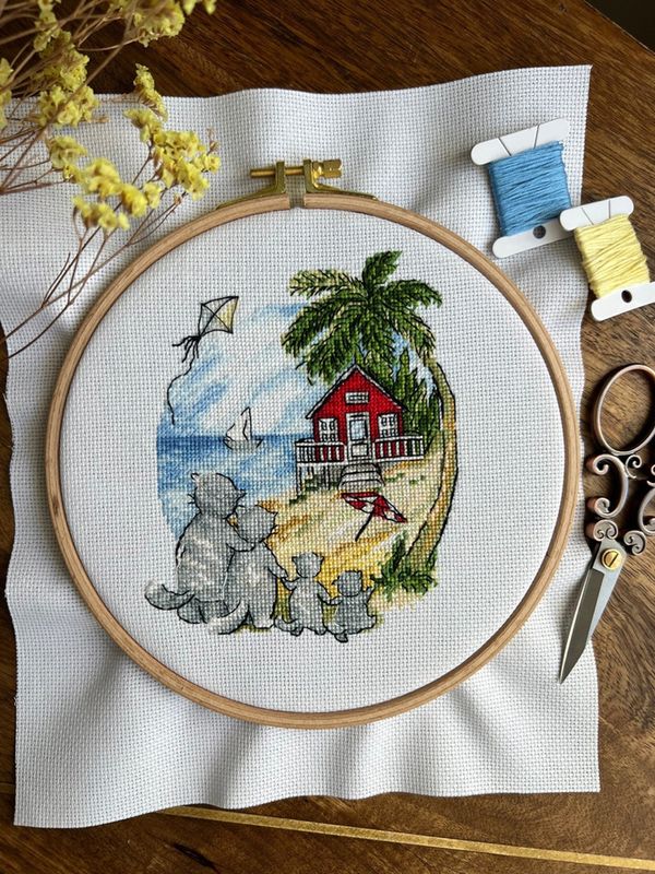 Набор для вышивания нитками Сделай своими руками, Новоселье. Коты, 12х14.5 см