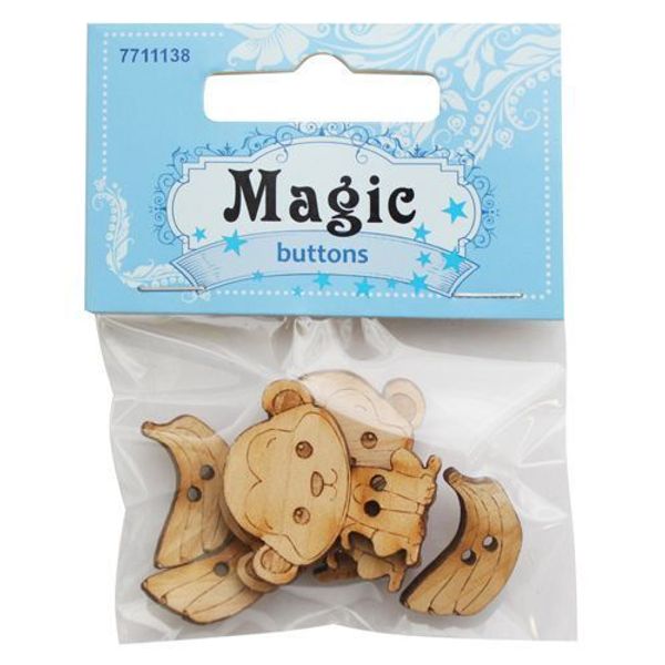 Украшения декоративные пуговицы Мартышки, 6 шт, Magic Buttons BBL002-MX-P2