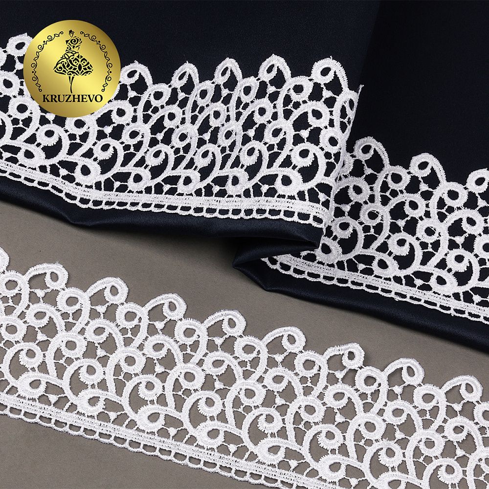 Кружево гипюр (плетёное) 80 мм, TR.8G8386, 03 белый, 12м, Kruzhevo