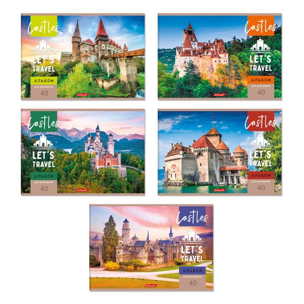 Альбом для рисования 100 г/м², A4 29х20.5 см, 10 шт, на скобе 40 л, 40АЛСК4_000232 Замки, Светоч