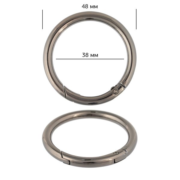 Карабин металл кольцо ⌀38.0 мм (48 мм) 107920, цв. чер.никель уп. 10 шт