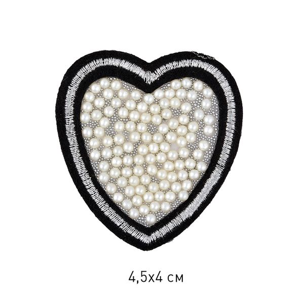 Термоаппликация 2159 Сердце с бусинами 4,5х4см, уп.10 шт