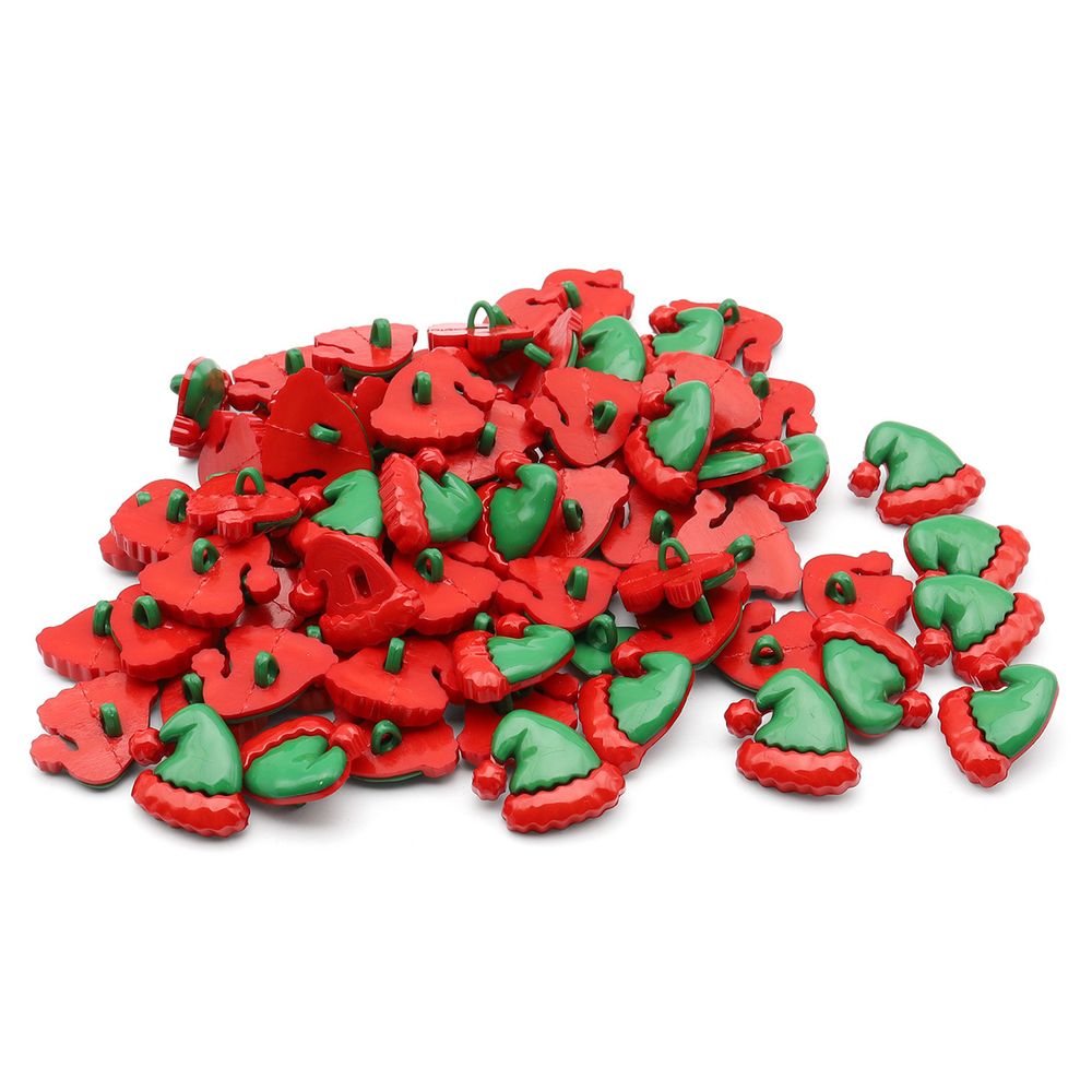 Украшения декоративные пуговицы Колпачок 34L (21 мм) на ножке, пластик (красный/зеленый), (TF-6506)