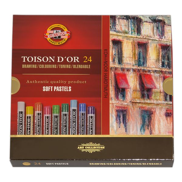 Пастель художественная мягкая 24 цв, KOH-I-NOOR Toisodor, круглая в картонной коробке 8514024005KSRU