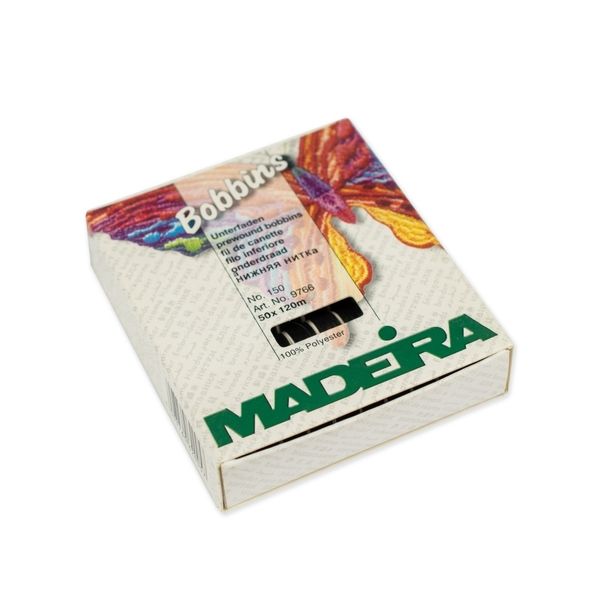 Нитки нижние в шпулях Madeira Bobbins №150, 50 шт*120 м, 9766 SCH