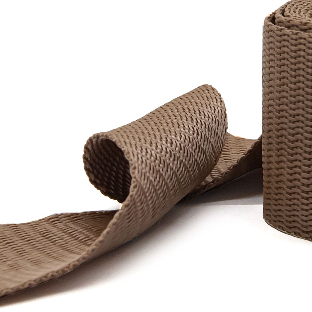 Стропа (ременная лента) 50 мм / 5х2.5 метра, толщ. 1.0 мм, [28 г/пог.м], 100% п/э, 24 кремовый