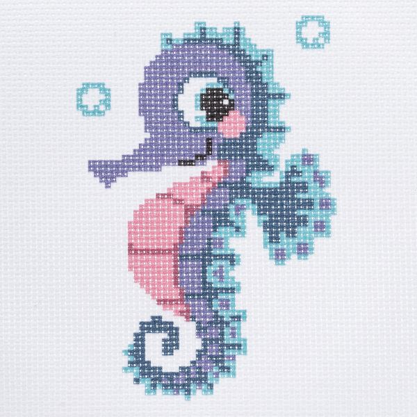 Набор для вышивания нитками Hobby&Pro Kids, Морской конёк 19х18 см