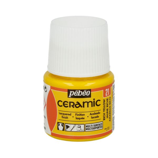 Краска по керамике и металлу Ceramic 45 мл, 025-021 насыщенный желтый, Pebeo