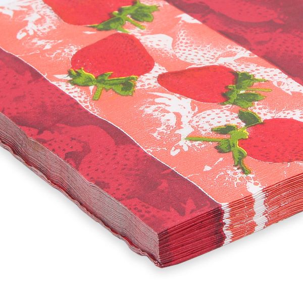 Салфетки 33х33см, 2-х слойные 20 шт/упак (клубника), JLC-2PLY