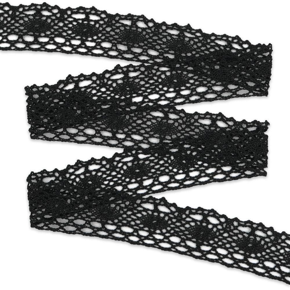 Кружево вязаное (тесьма) хлопковое 40 мм / 25 метров, рис.40.01.192 (черный) С3749Г17