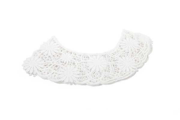 Пришивной кружевной воротник гипюр 6.5 см, 5 пар Турция, белый, Gamma VGM-65-05M