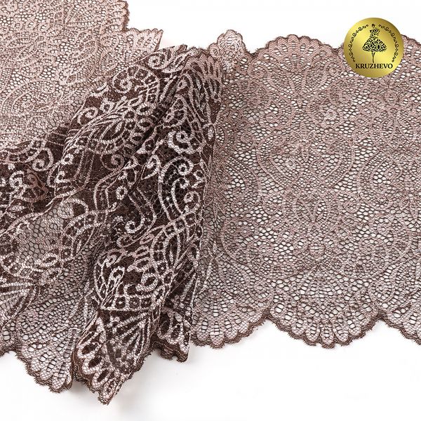 Кружево бельевое эластичное 240 мм / 120 м, диз.4099, бежевый, Kruzhevo