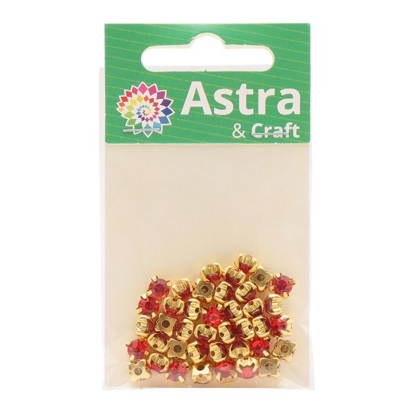 Хрустальные стразы в цапах/золото, 6мм, 40 шт/упак, Astra&Craft (11 красный), 4AR169/176