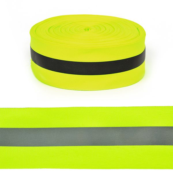 Стропа (ременная лента) светоотражающая 50 мм / 50 метров, 100% п/э, неон-лимон
