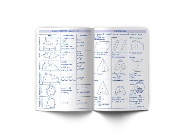 Тетрадь со справочным материалом Яркие краски, матовая ламинация +выбор. лак, A5+ 48 л. на скобе 65 г/м², белизна 100%, 10 шт, клетка, 00867 Геометрия, Светоч 48Т9