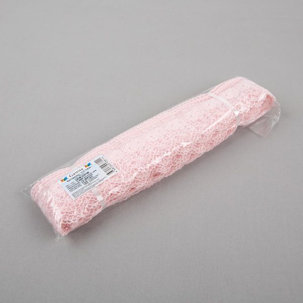 Кружево на сетке 52 мм / 10 м, розовый, Gamma GKM-5201M