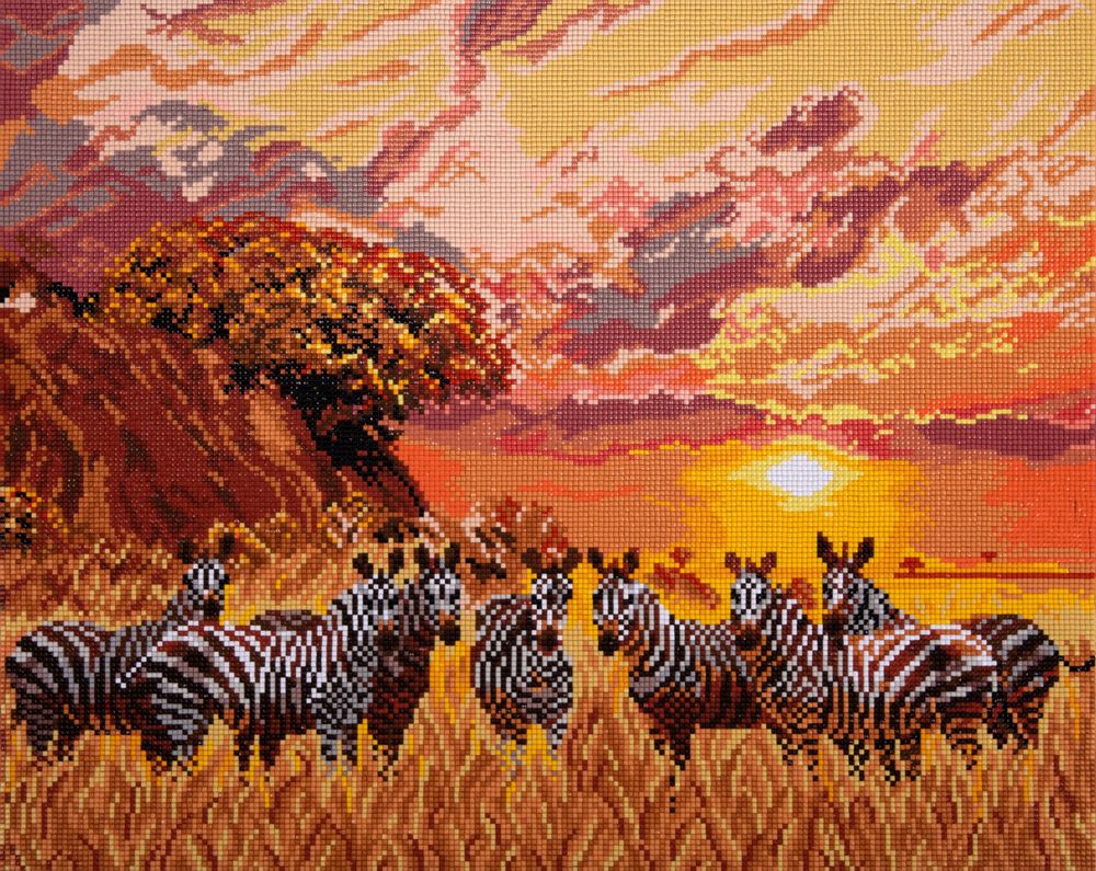 Алмазная (кристальная) мозаика Фрея ALPD-250, на подрамнике Зебры, 50х40 см