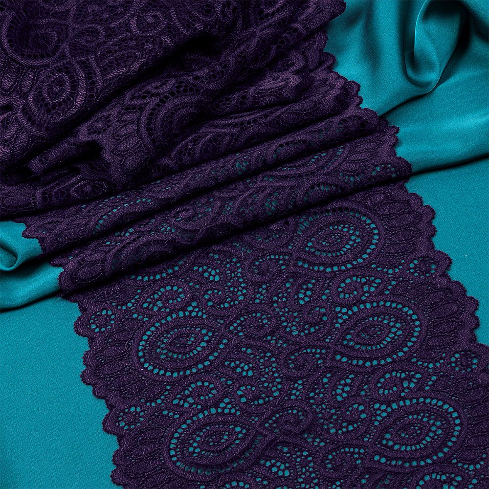 Кружево бельевое эластичное 180 мм / 25 метров, TBY.L1351, цв.L2817 фиолетовый, Kruzhevo