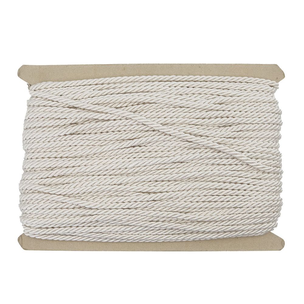 Шнур витой ⌀5.0 мм / 50 метров, вискоза, 90/23 белый