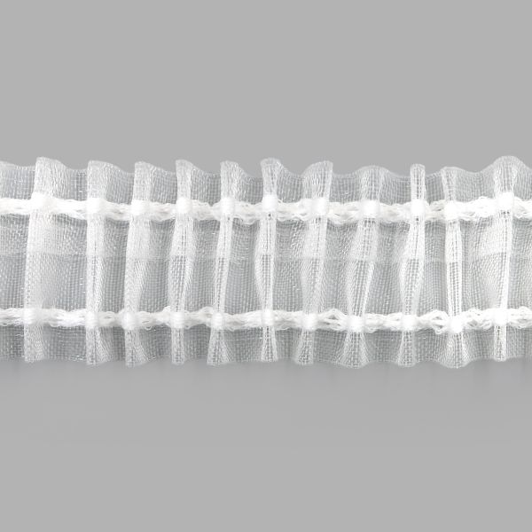 Лента (тесьма) шторная: сборка параллельная (1:2) 40 мм / 50 метров, (1 ряд петель, 2 шнура), прозрачный, C615M
