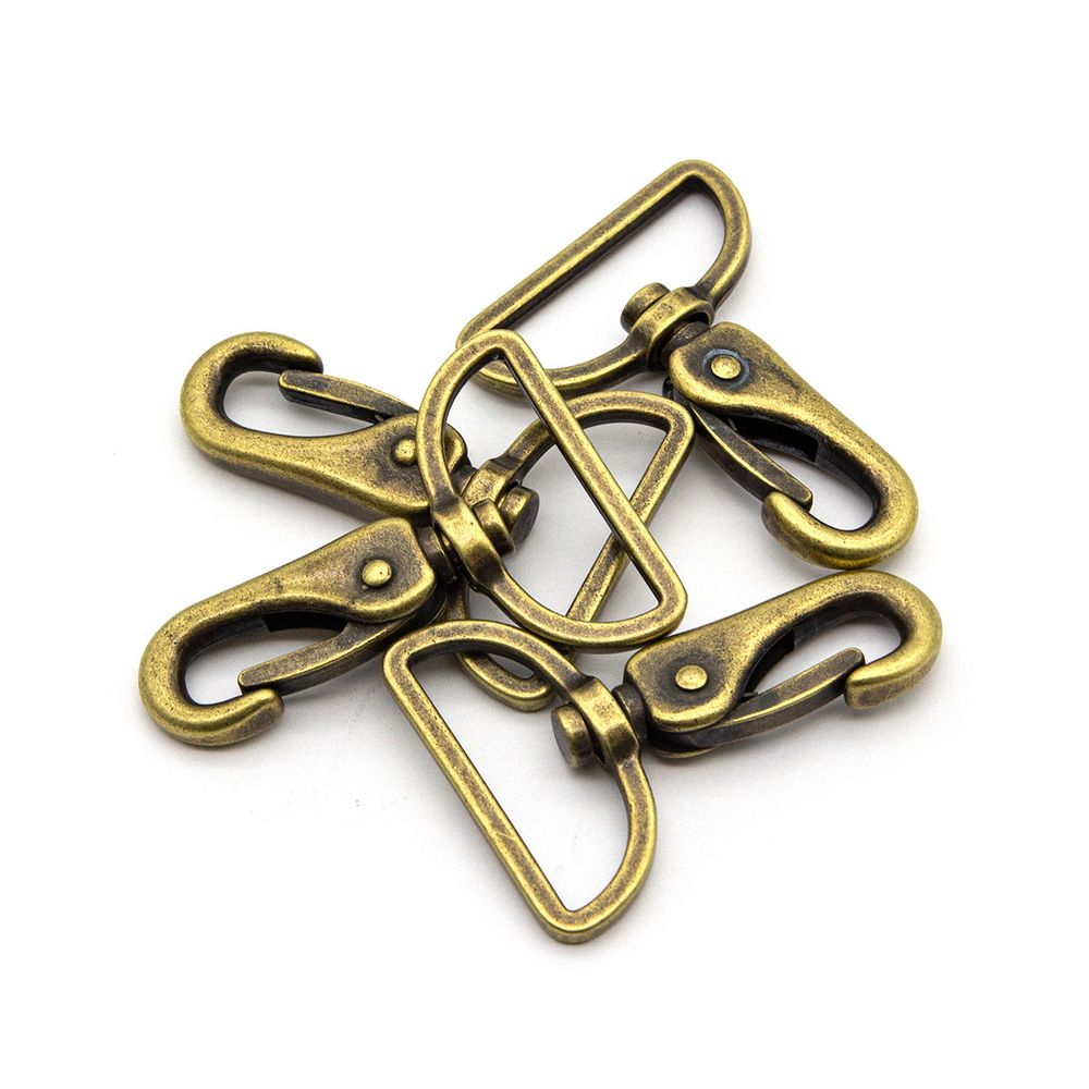 Карабин металл 38.0 мм (63х45 мм), латунь мет, 4 шт