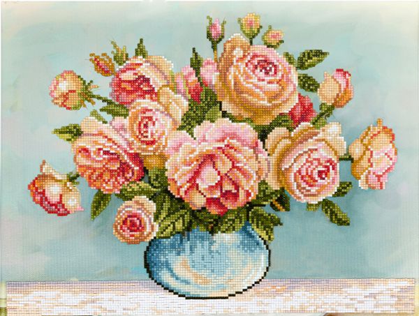 Кристальная (алмазная) мозаика Фрея ALPD-006, на подрамнике, Розы, 40х30 см