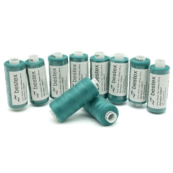 Нитки швейные бытовые Bestex 40/2, 365 м (400 ярд) / 10 кат., 120 ярко-бирюзовый