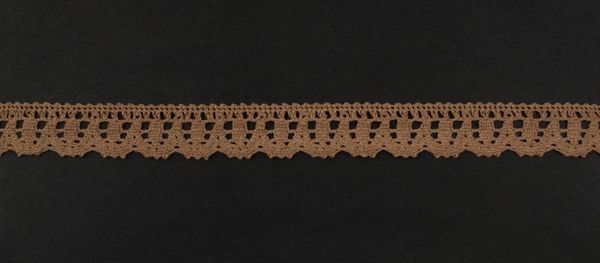 Кружево вязаное (тесьма) 21 мм, цв.молочный шоколад, Alfa, 25 метров, AF-376-812