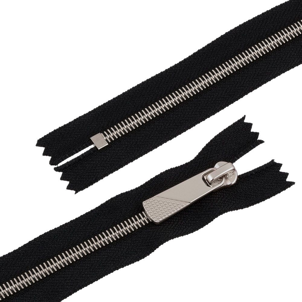 Молния металл Т5 (5 мм) 1 зам., н/раз., 20 см, декор, серебро, черный, KAP-5 Gamma, 5 шт