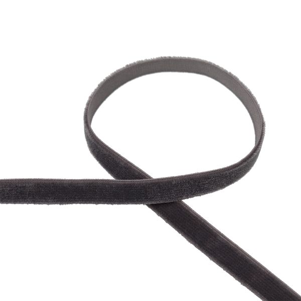 Лента бархатная (тесьма) эластичная 6.0 мм / 16.5±0.5 метра, №602 (18-3906) т.серый, Blitz VRE-06