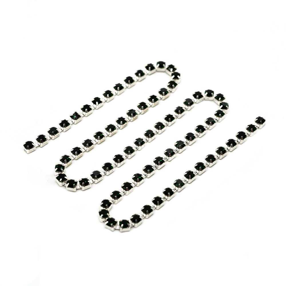 Стразовые цепочки (серебро), цвет: изумрудный размер 3 мм, 30 см/упак., ЦС010СЦ3