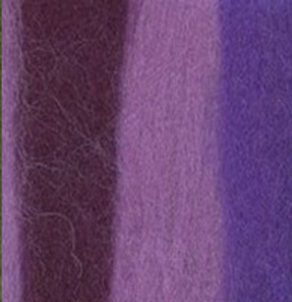 Шерсть для валяния (до 29 мкр), 50 г. 6096 св.фиалка/т.сирень/фиолетовый, Gamma MY-050