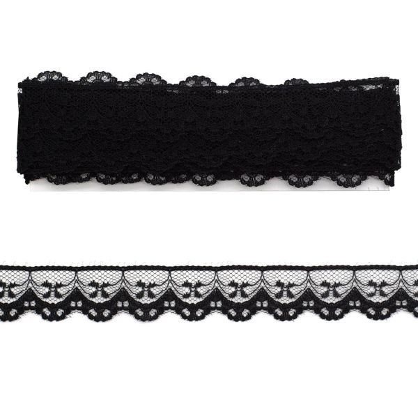 Кружево на сетке 20 мм, 6,8 м, ±4 см, 0623-1178, черный