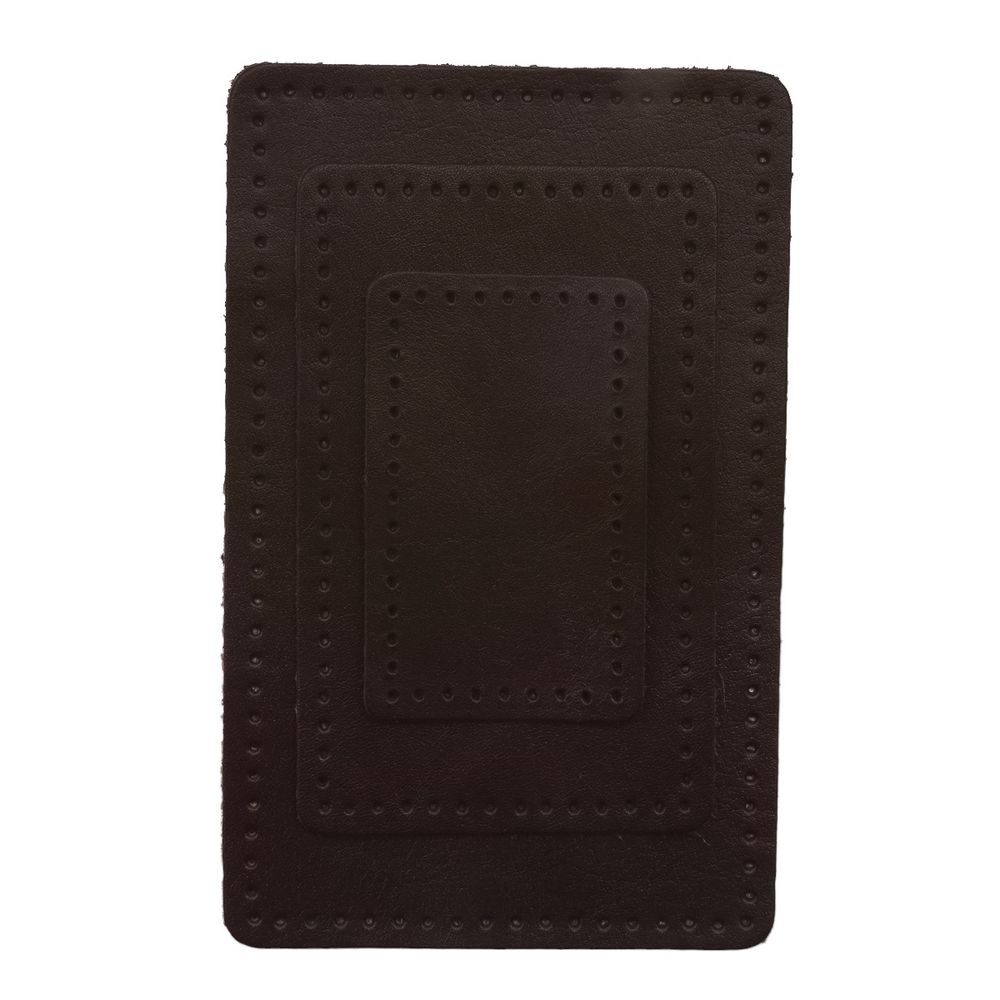 Набор заплаток пришив. из кожи, прямоуг-к 4х6,4см, 6х9,6см, 8х12,7см, с перфорацией, 3 шт (03 темно-коричневый), 9403