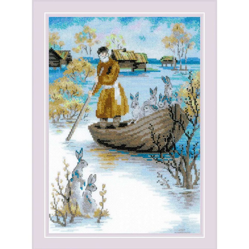 Набор для вышивания нитками Риолис, Дедушка Мазай и зайцы 21х30см