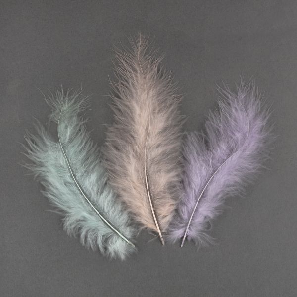 Перья декоративные 12-15 см, 5х24±2 шт, 27 Кремовый/св. бирюзовый/лавандовый, Mr.Painter PLU-02