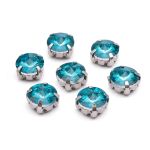 Хрустальные стразы в цапах круглой формы, голубой 8 мм, 10 шт. Astra&Craft, РЦ013НН8