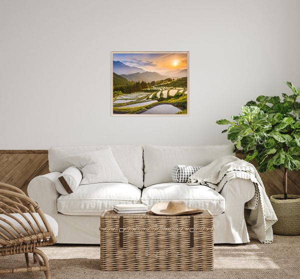 Картина по номерам Фрея PCF-09, Рассвет на рисовых полях, холст с подрамником, 50х40 см