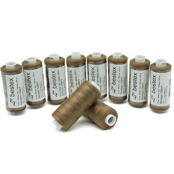 Нитки швейные бытовые Bestex 40/2, 365 м (400 ярд) / 10 кат., 171 светло-кофейный